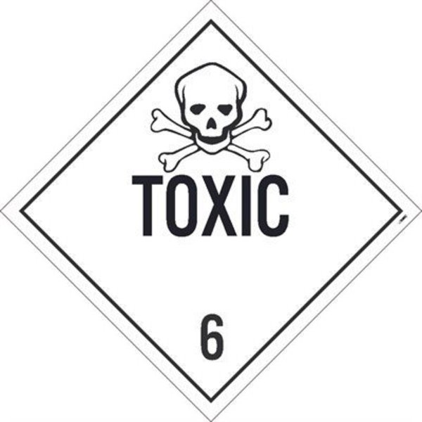 Nmc Toxic 6 Dot Placard Sign, Pk50, Material: Unrippable Vinyl DL87UV50